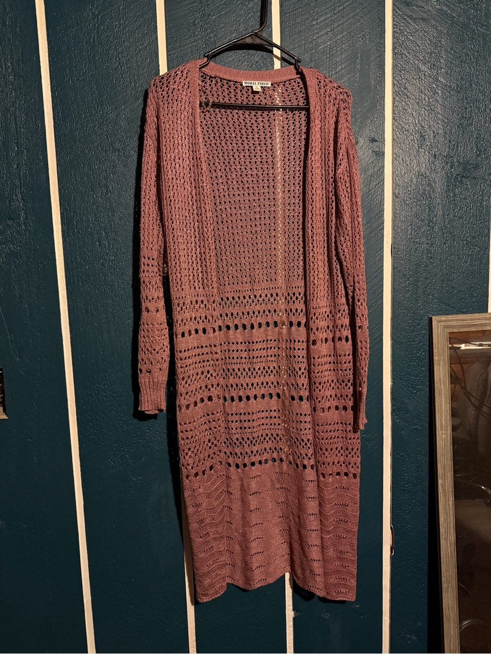 Moral Fiber Open-Knit Long Cardigan - Mauve Pink